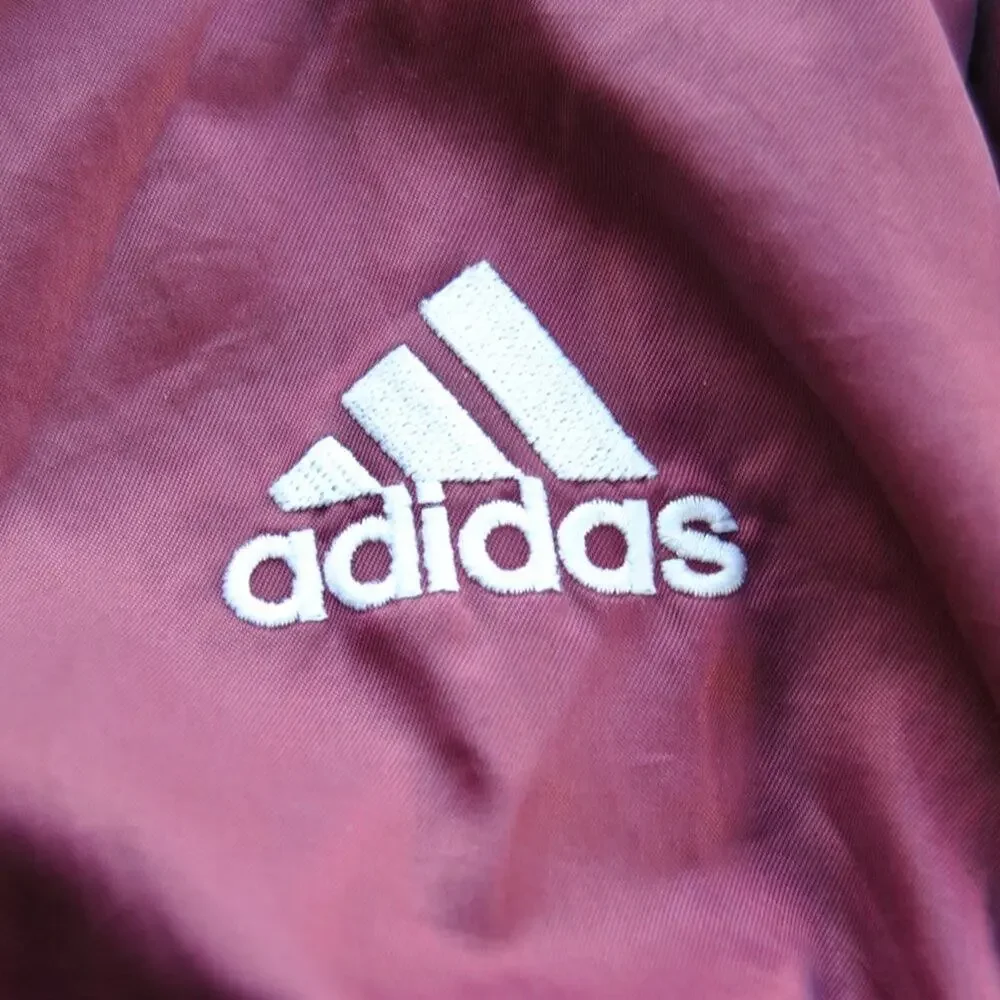 Adidas Vintage Full Button up Track Jacket Maroon & White X-Large